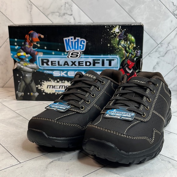 NWT Skechers Kids Grambler II Chocolate Brown 96320L Oxford Sneaker Size 1.5 - Picture 2 of 9